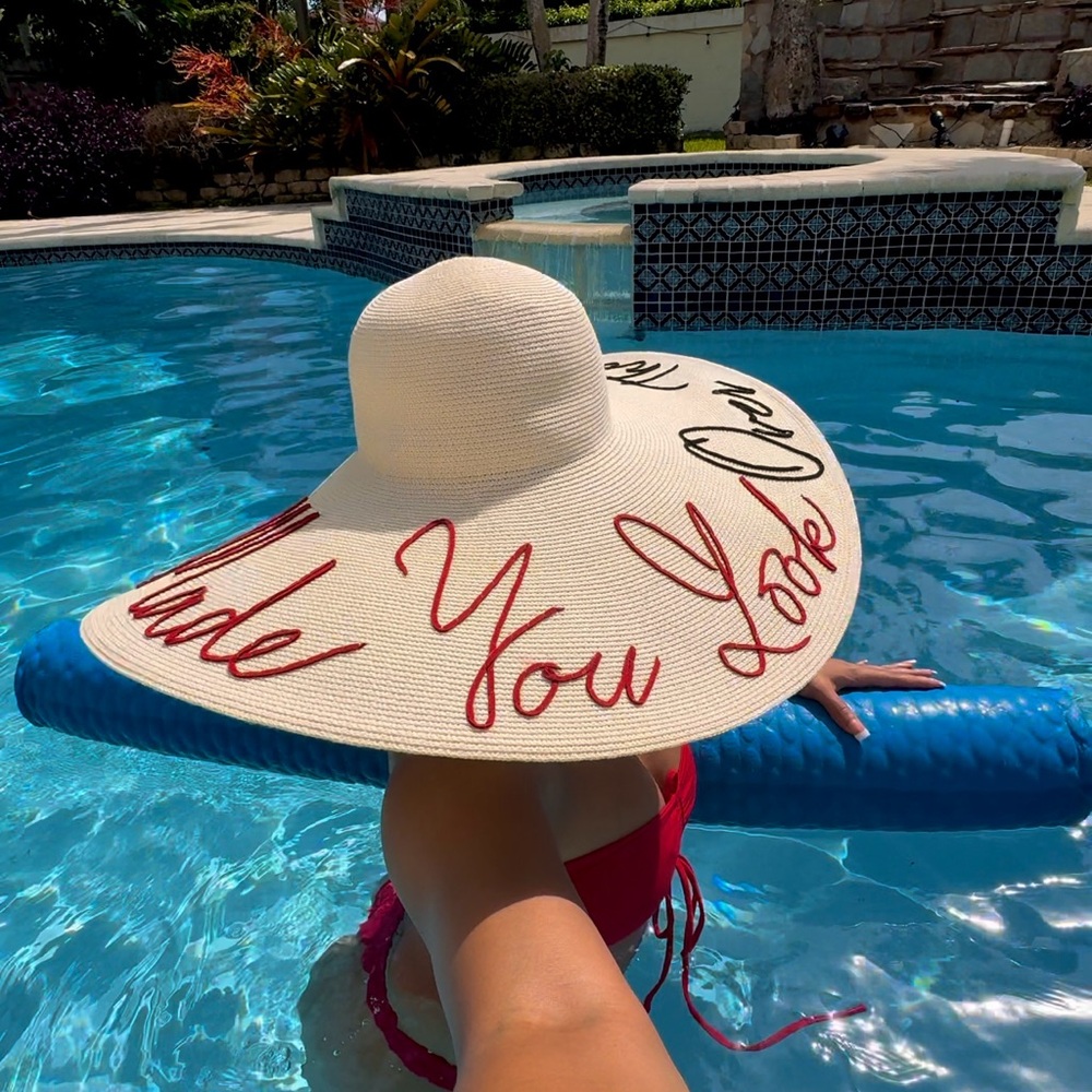 Eugenia Kim Sun Hat “Made You Look, Over The Rainbow” Cream Wide-Brim Hat
